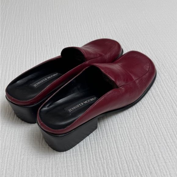 Vintage Y2K Deep Maroon Red Leather Slip On Mules Size 8.5 Retro Fall Classic - Picture 12 of 12